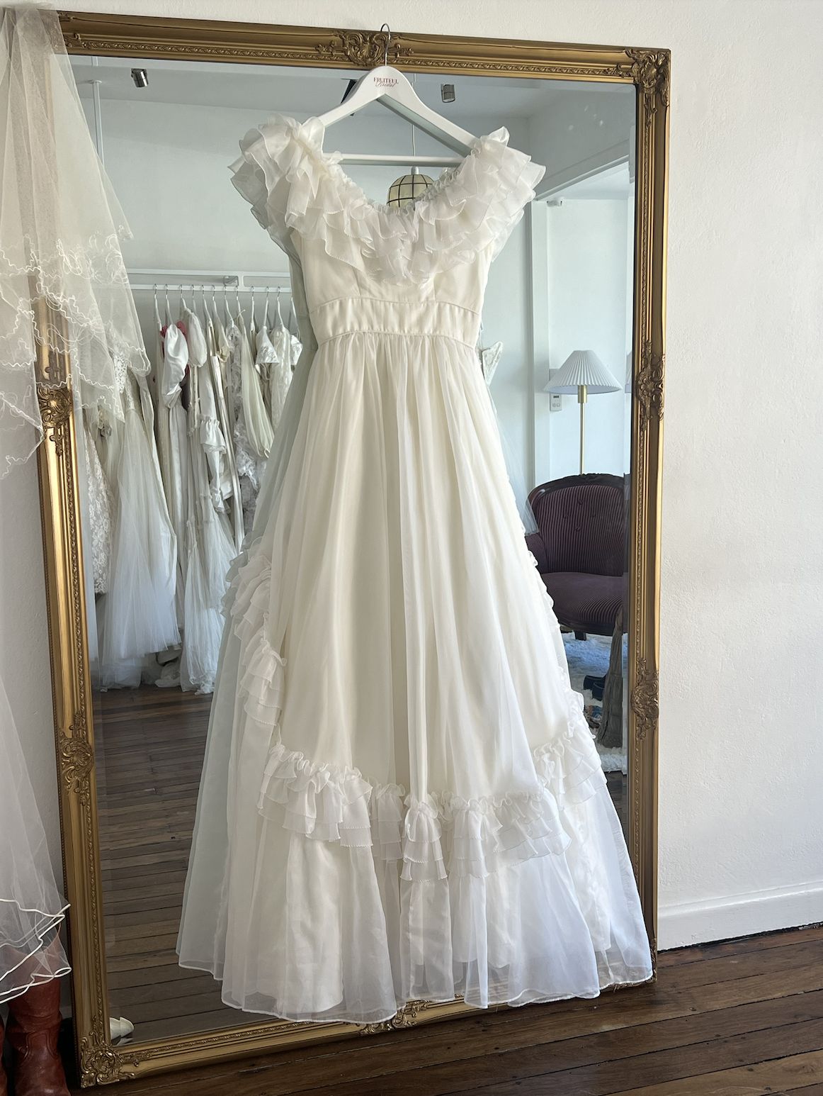 80s Off-the-shoulder Ruffle Dress