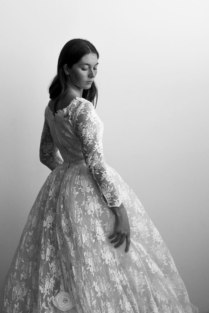1950s Lace Ball Gown Dress