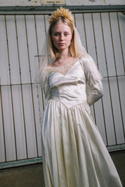 1940s Liquid Satin and Lace Dress