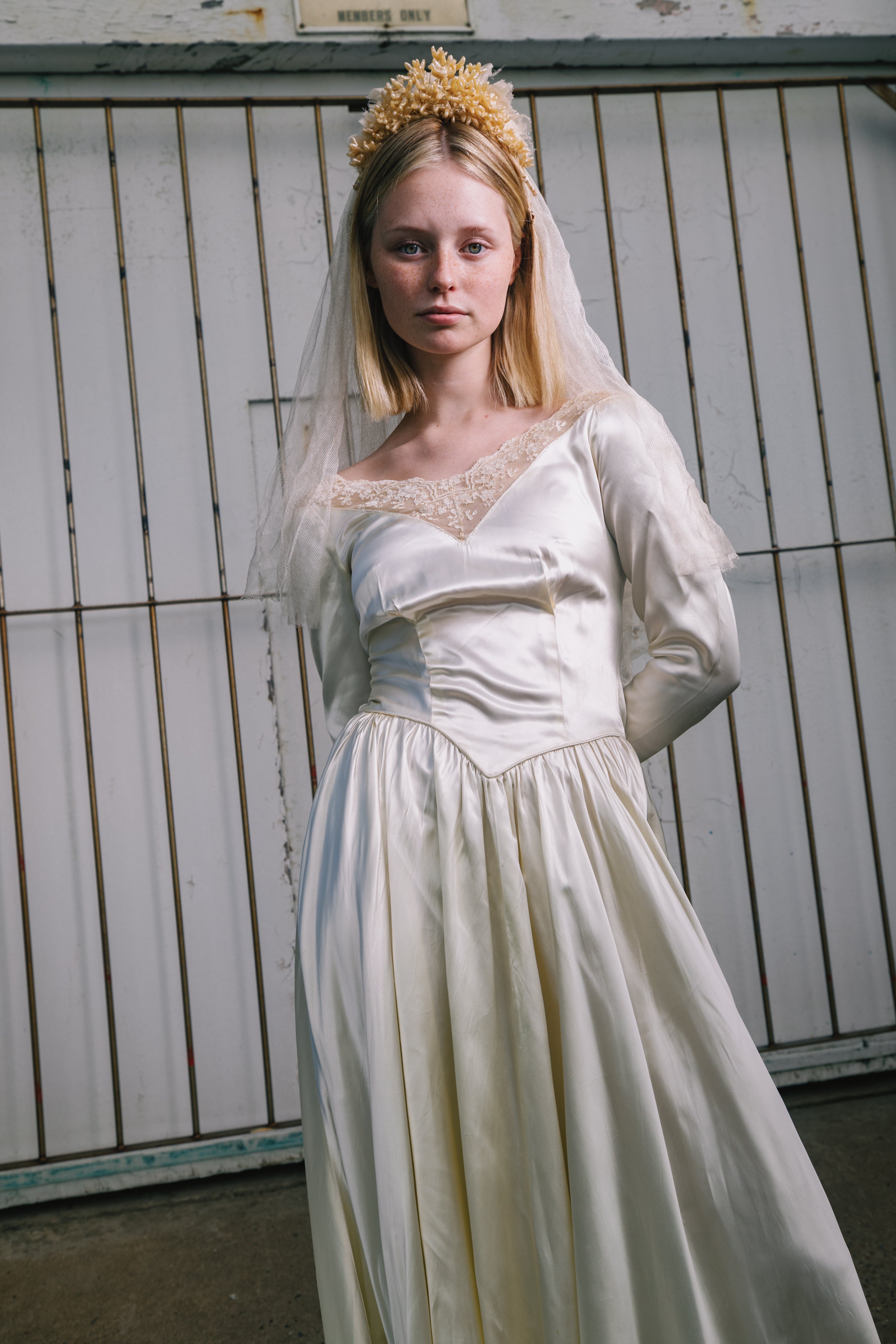1940s Liquid Satin and Lace Dress