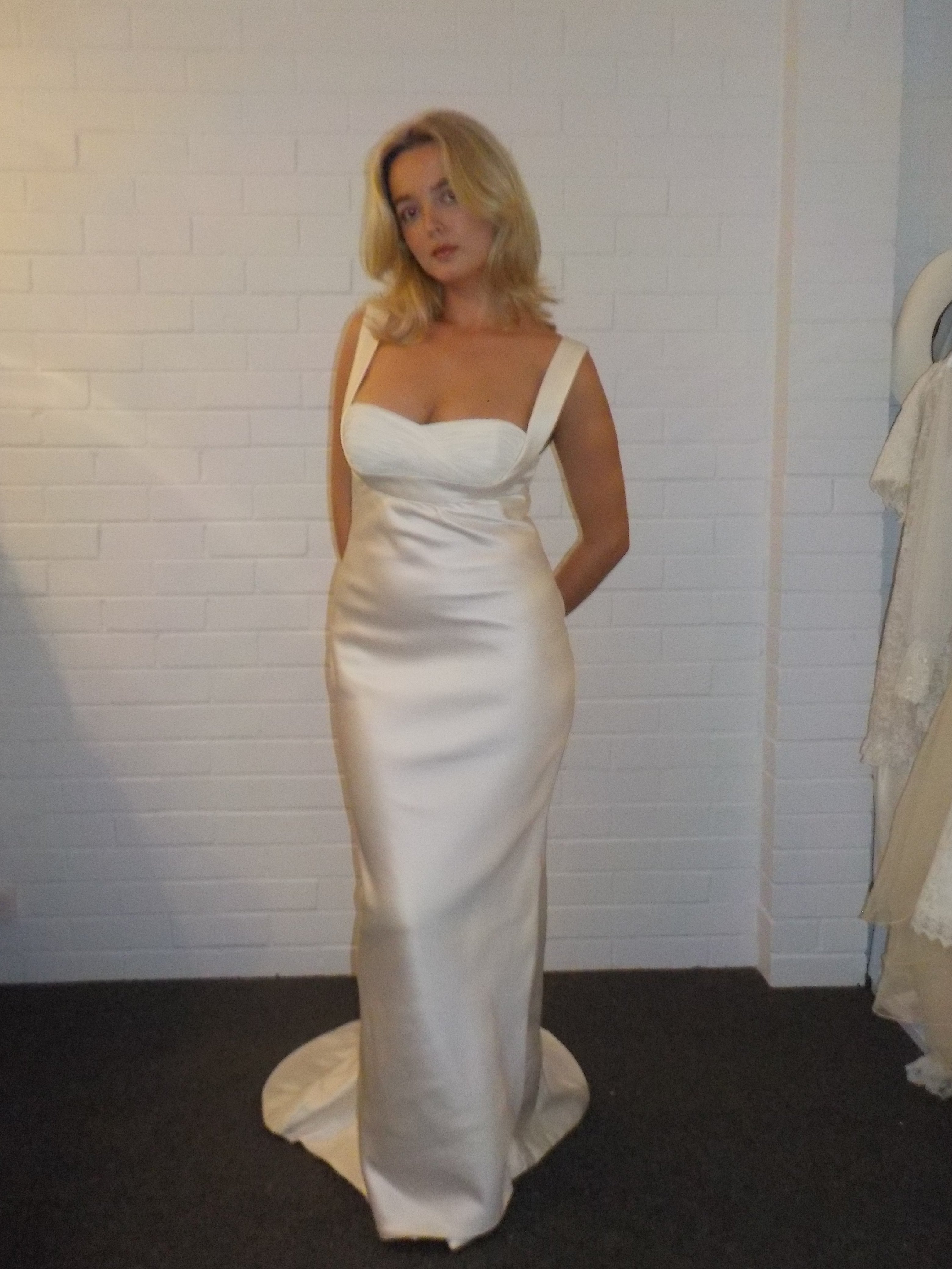 1990s Satin Pleated Bust Column Dress