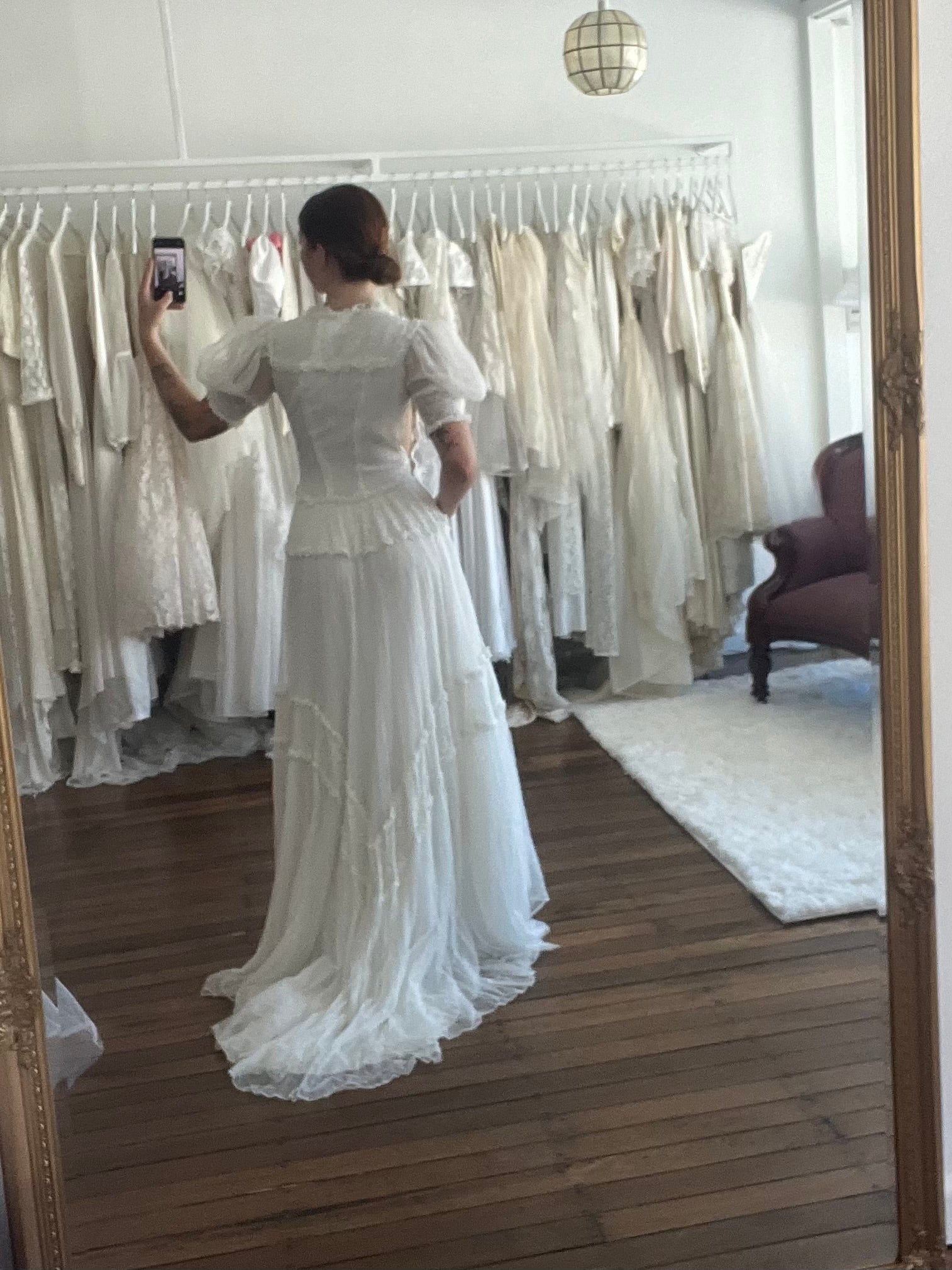 40s Lace and Net Puff Sleeve Dress