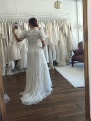 40s Lace and Net Puff Sleeve Dress