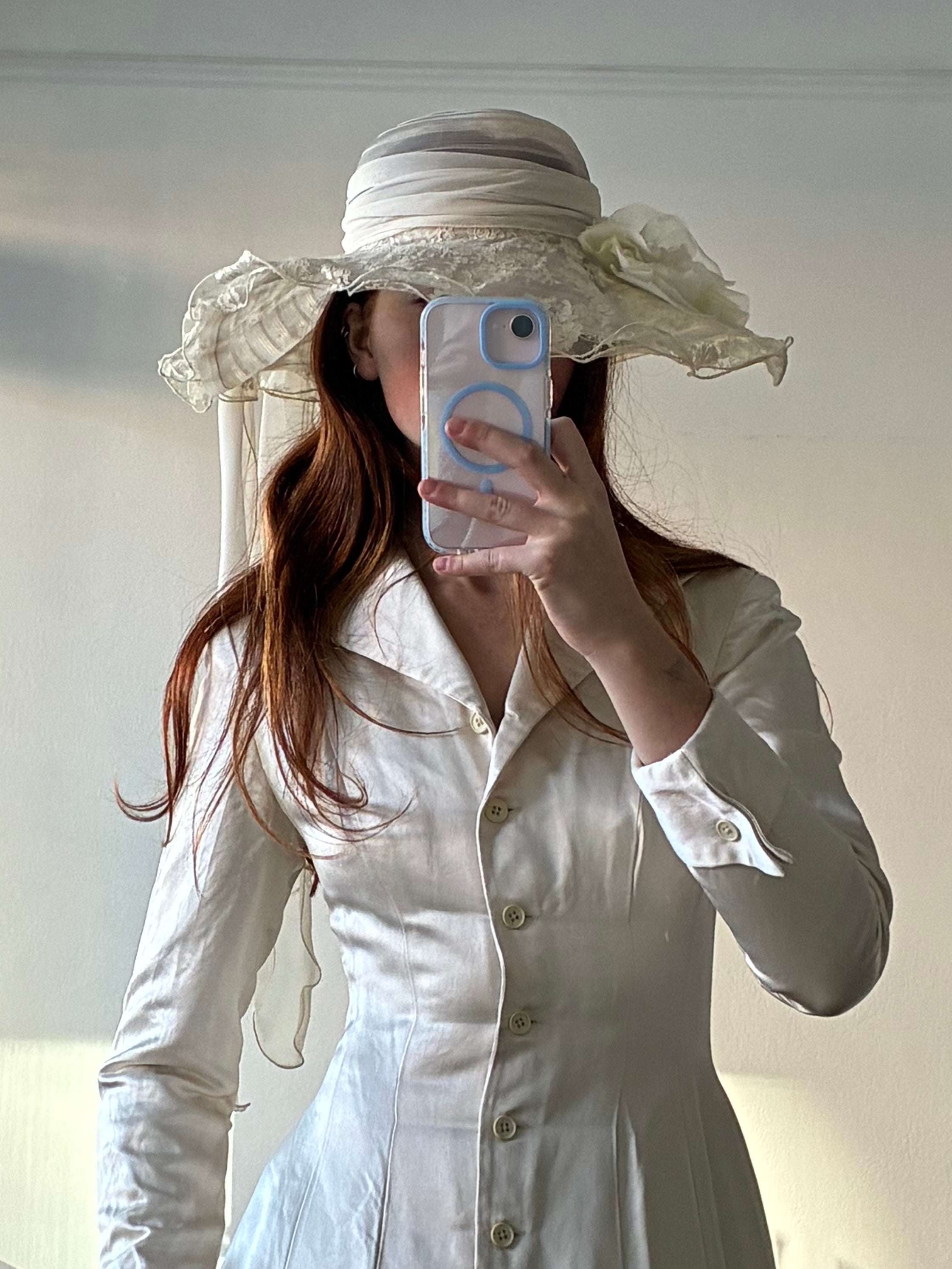 70s Franke Stuart Lace and Chiffon Sunhat