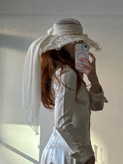 70s Franke Stuart Lace and Chiffon Sunhat