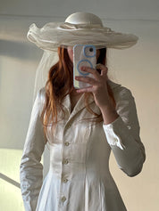 90s Duchess Satin and Still Widebrim Veil Hat