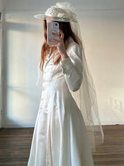 80s Guipure Lace and Rosette Detail Veil Hat