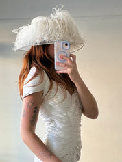 90s Neil Grigg Ostrich Feather Wide Brim Hat