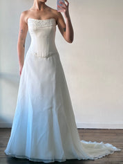 90s Satin Semi-Sweetheart Corset and Chiffon Skirt Set