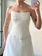 90s Satin Semi-Sweetheart Corset and Chiffon Skirt Set