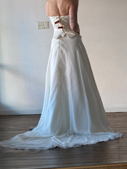 90s Satin Semi-Sweetheart Corset and Chiffon Skirt Set