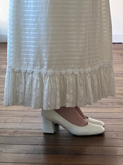 70s High Neckline Daisy Lace Striped Skirt Dress