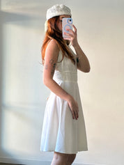 60s Linen Venetian Lace Waist A-line Mini