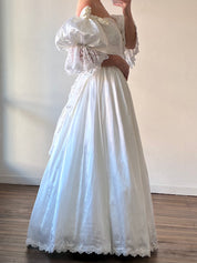 1995 Lace Drop Waist Puff Sleeve Dress