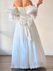1995 Lace Drop Waist Puff Sleeve Dress