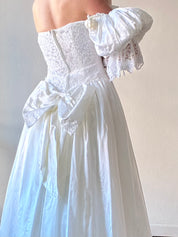 1995 Lace Drop Waist Puff Sleeve Dress