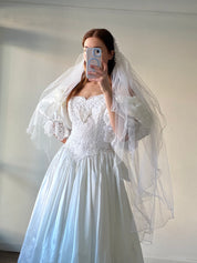 90s Lace Juliet Cap Triple-tiered Waltz Veil
