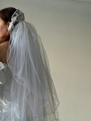 90s Lace Juliet Cap Triple-tiered Waltz Veil