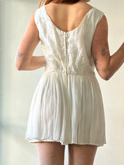 60s Bateau Holographic Embroidered Bodice Mini