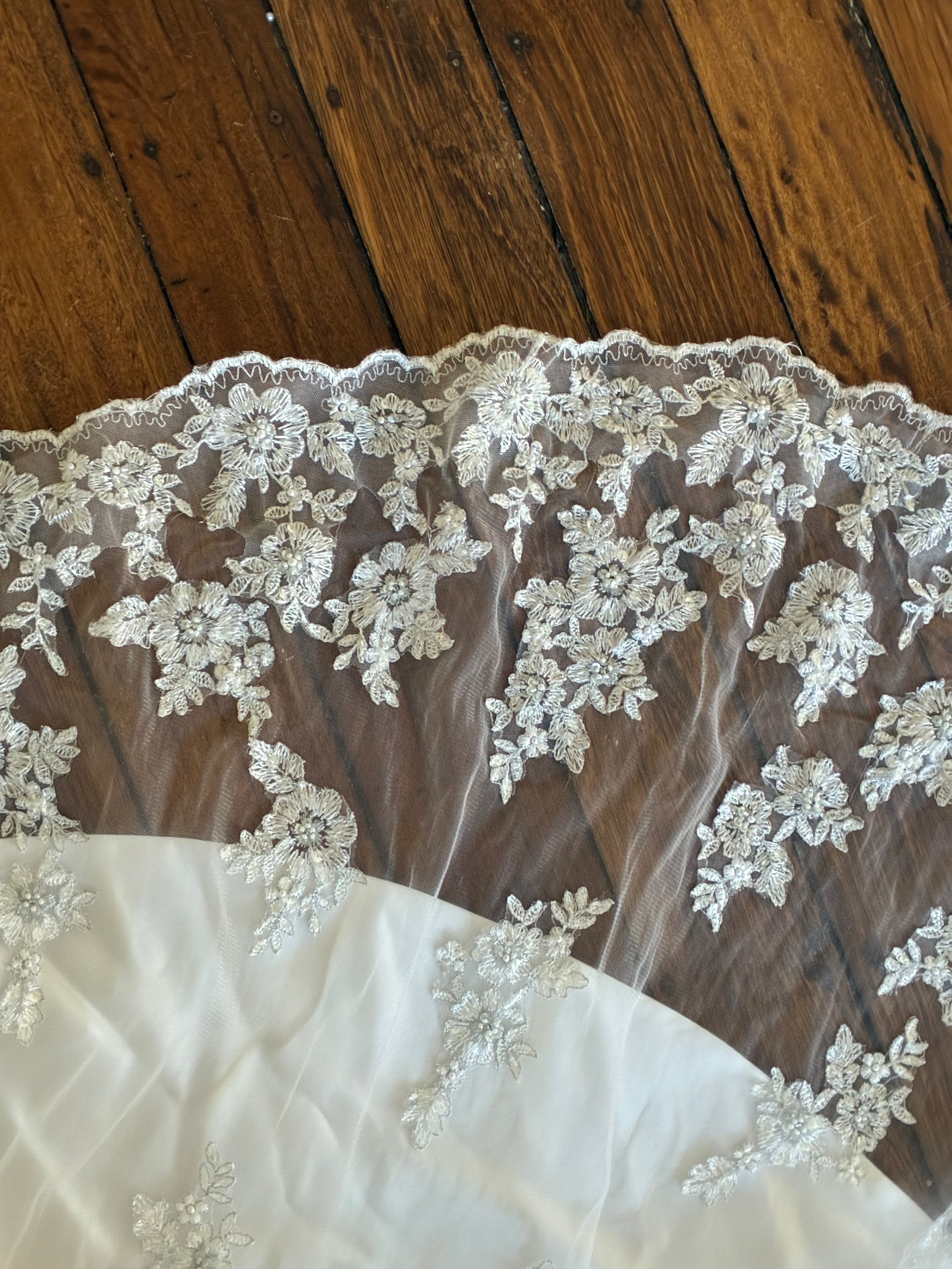 90s Tiered Embroidered Lace Fit and Flare Dress
