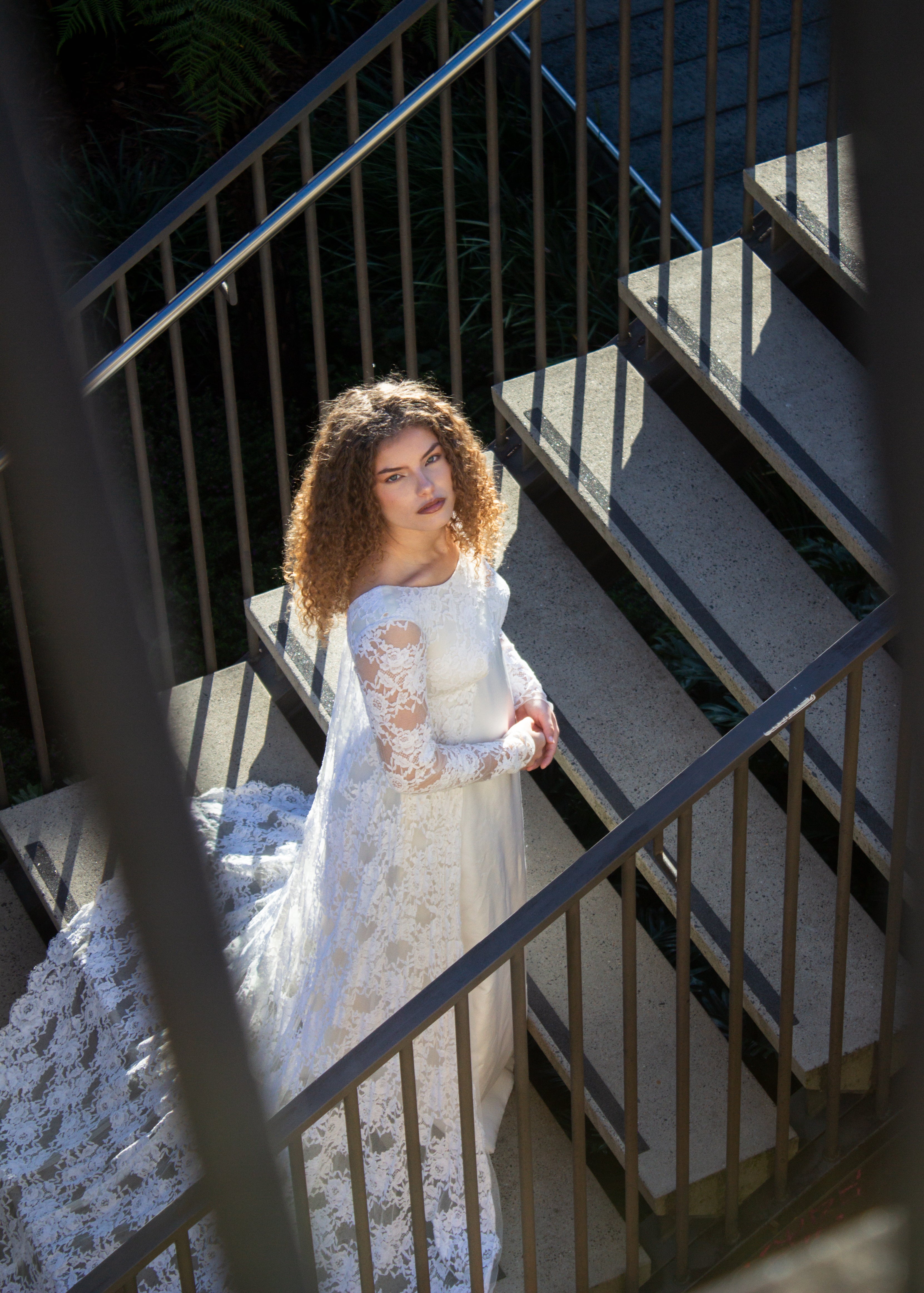 50s Lace Train Empire Waist Dress