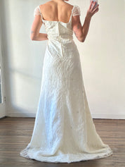 2000s Cap Sleeve Empire Embroidered Dress