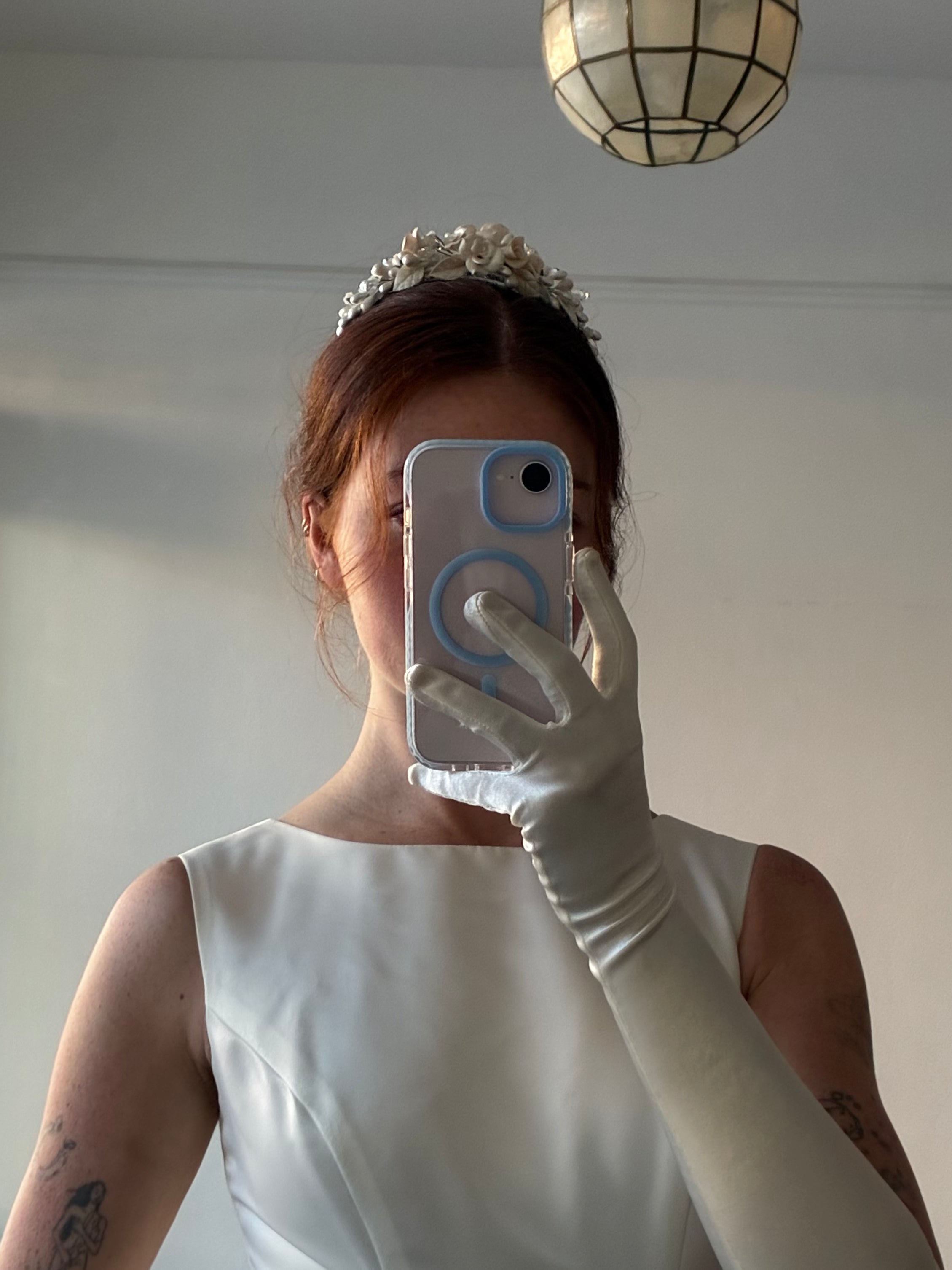 90s Ceramic Rose and Orange Blossom Tiara