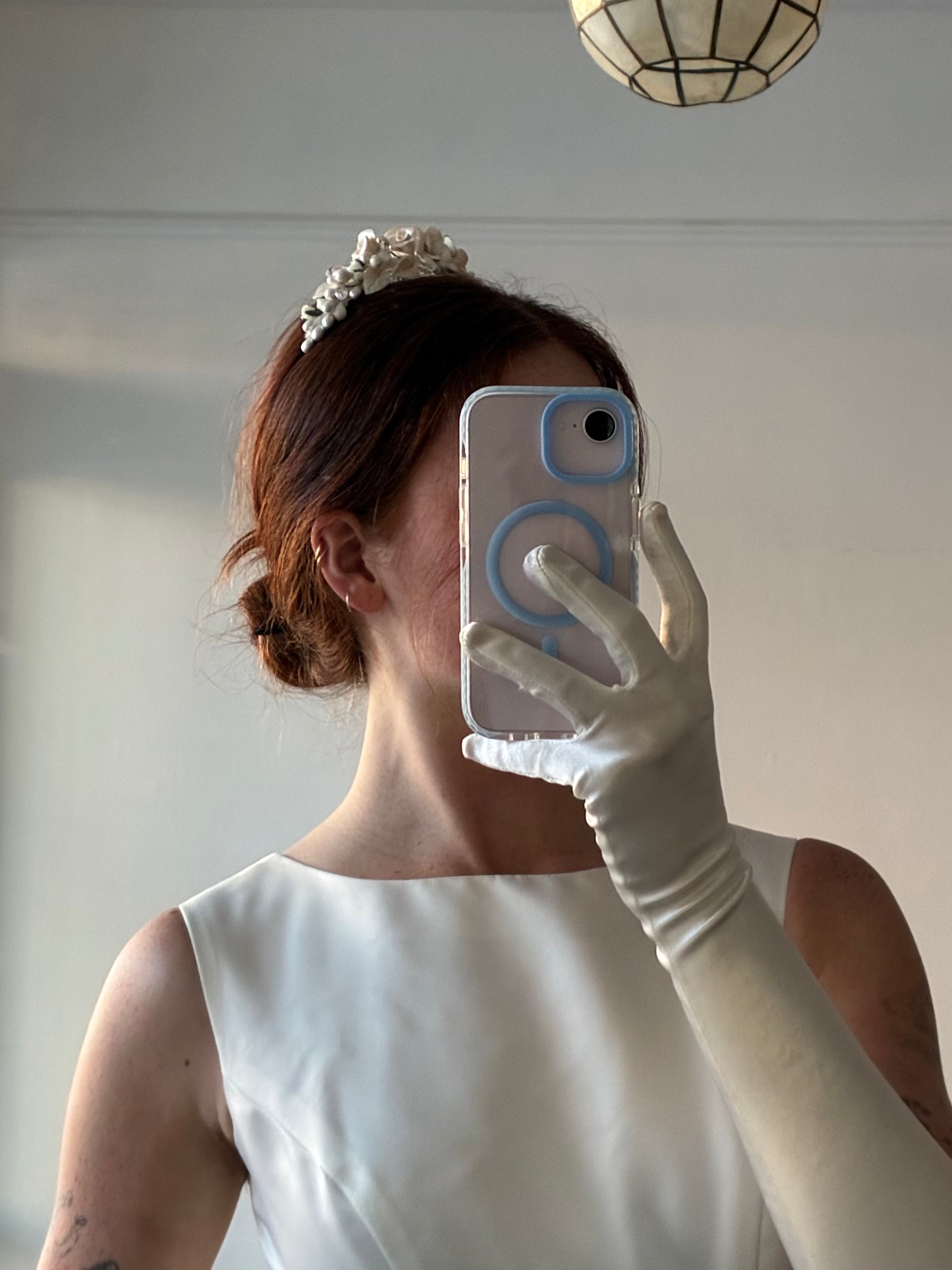 90s Ceramic Rose and Orange Blossom Tiara