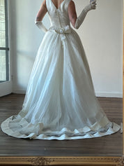 90s Vera Wang Inspired Bateau Drop Waist Ballgown