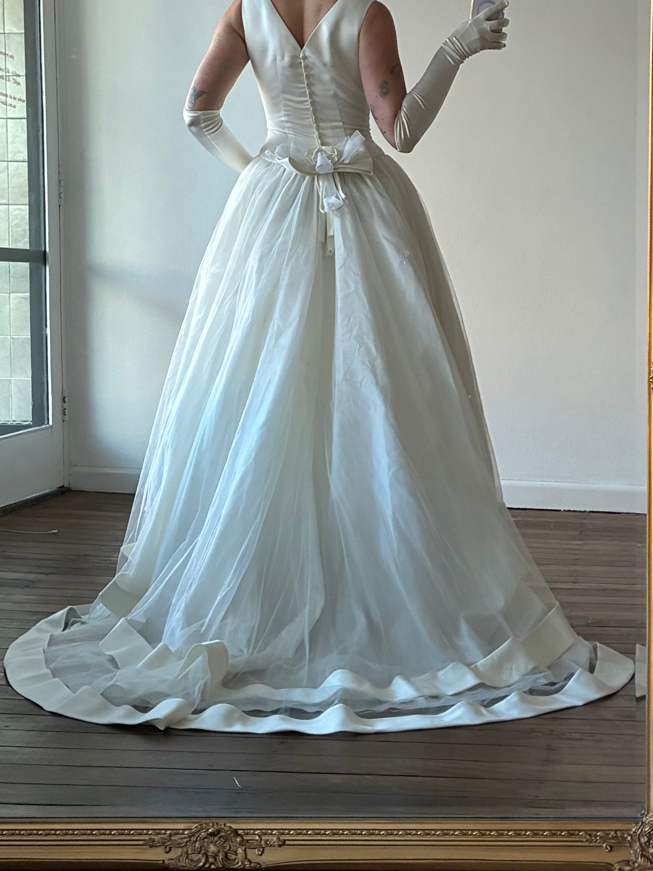 90s Vera Wang Inspired Bateau Drop Waist Ballgown