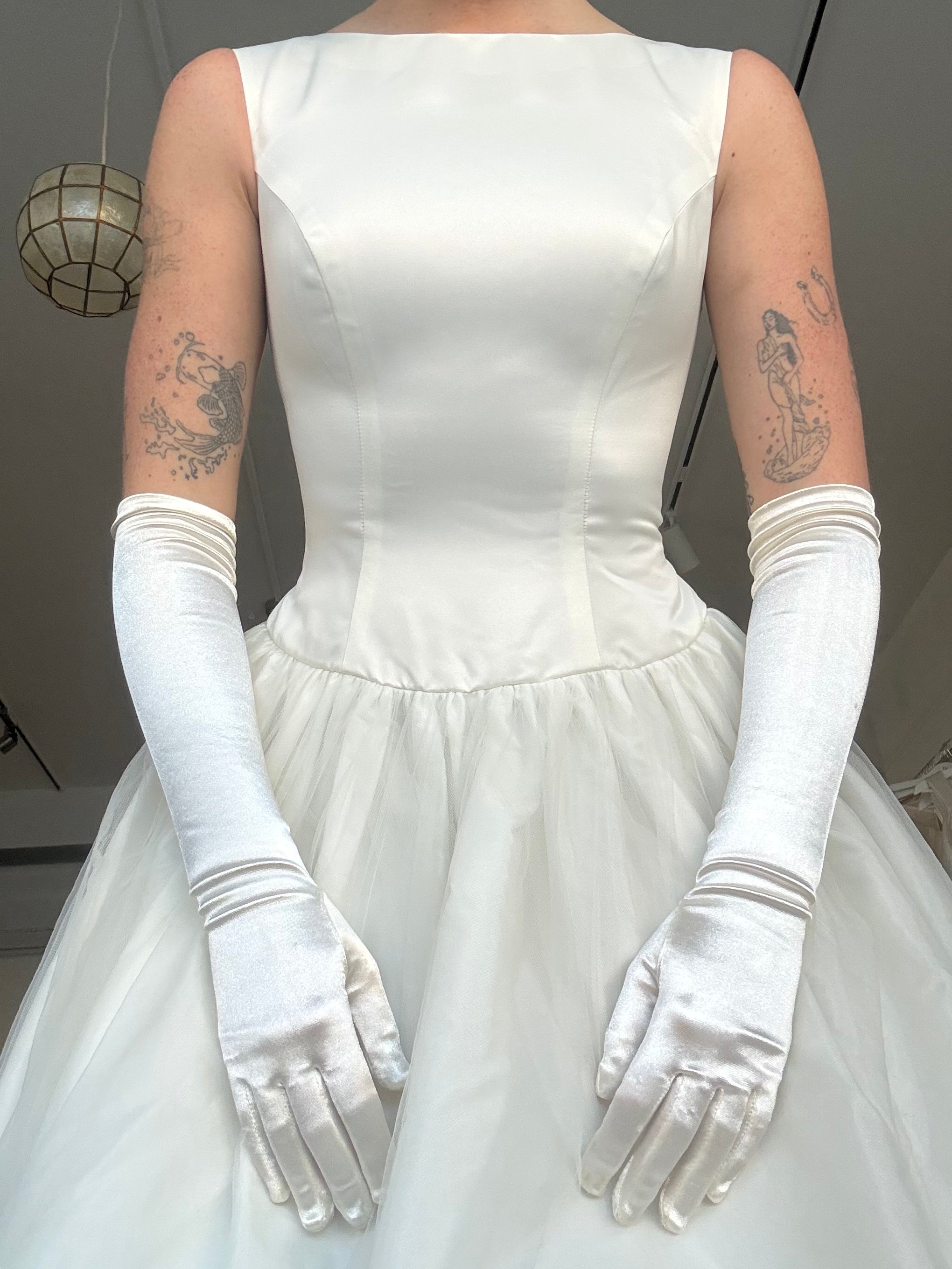 90s Elbow Length Satin Finish Gloves