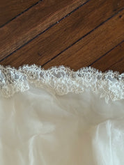 2000s Chantilly Lace Detail Organza Drop Waist Ballgown