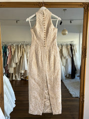 1992 Corded Lace Halter Column Dress