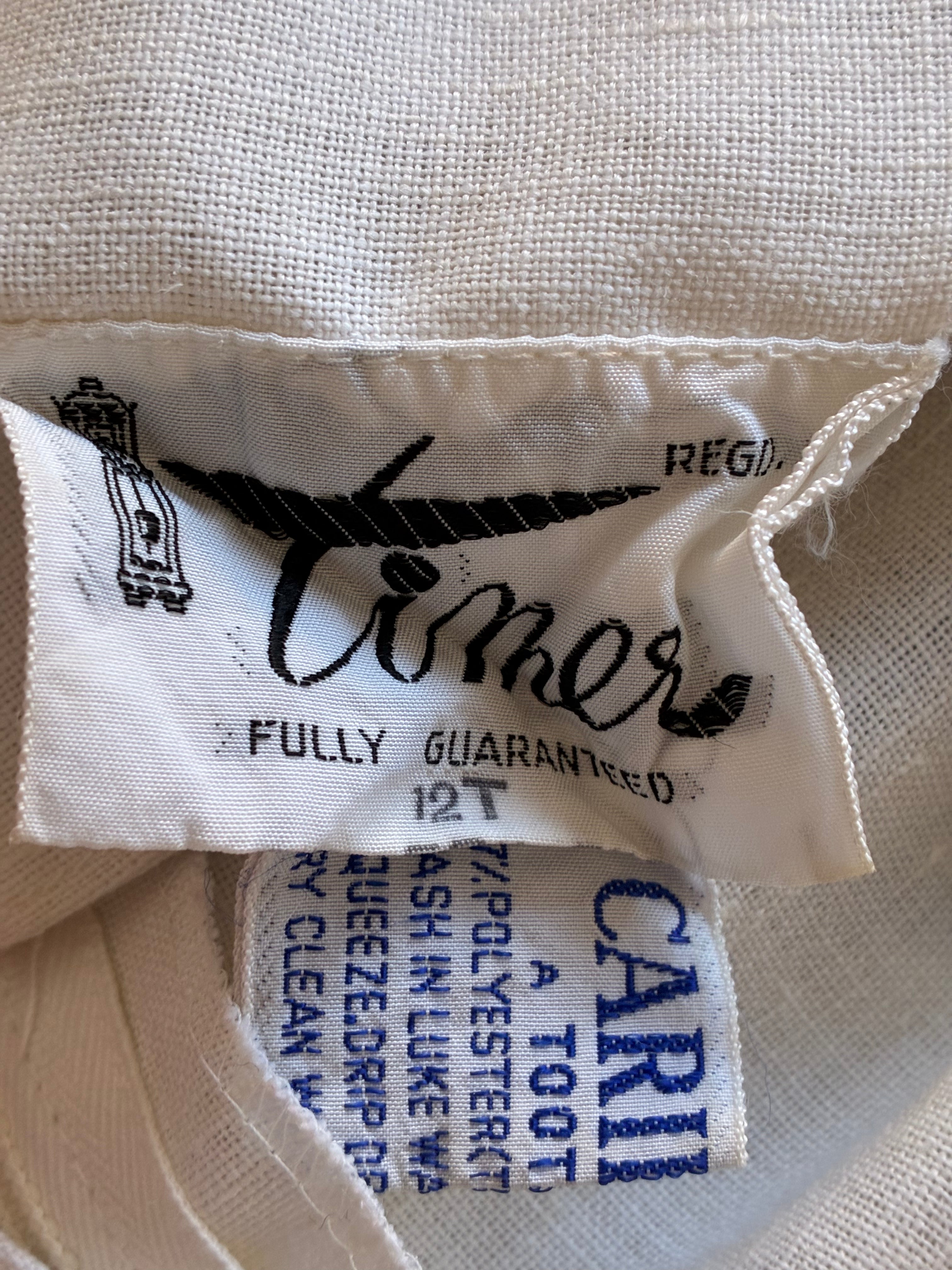 60s Linen Venetian Lace Waist A-line Mini