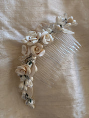 90s Ceramic Rose and Orange Blossom Tiara