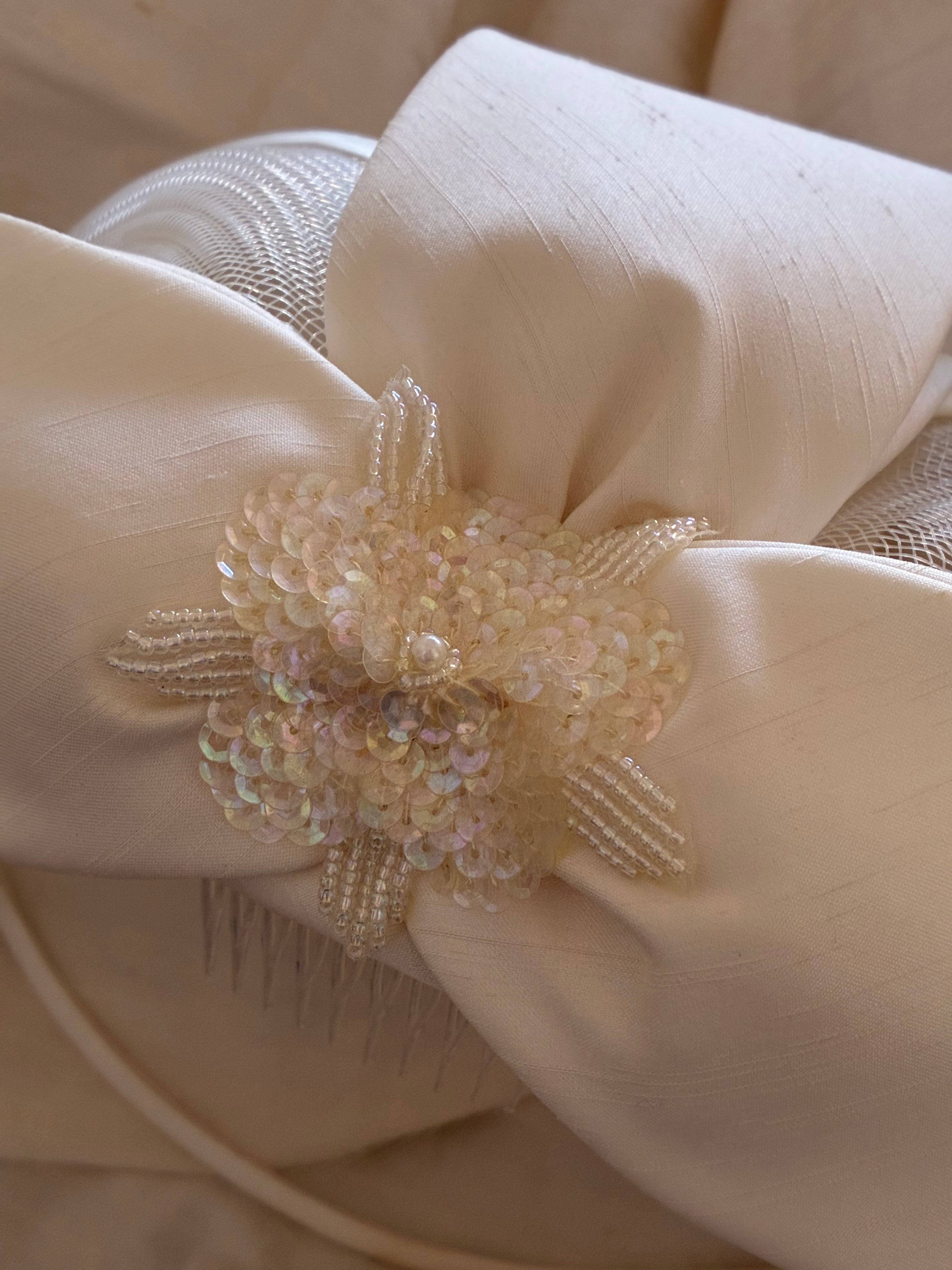 90s Raw Silk and Crinoline Fascinator