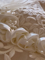 80s Guipure Lace and Rosette Detail Veil Hat