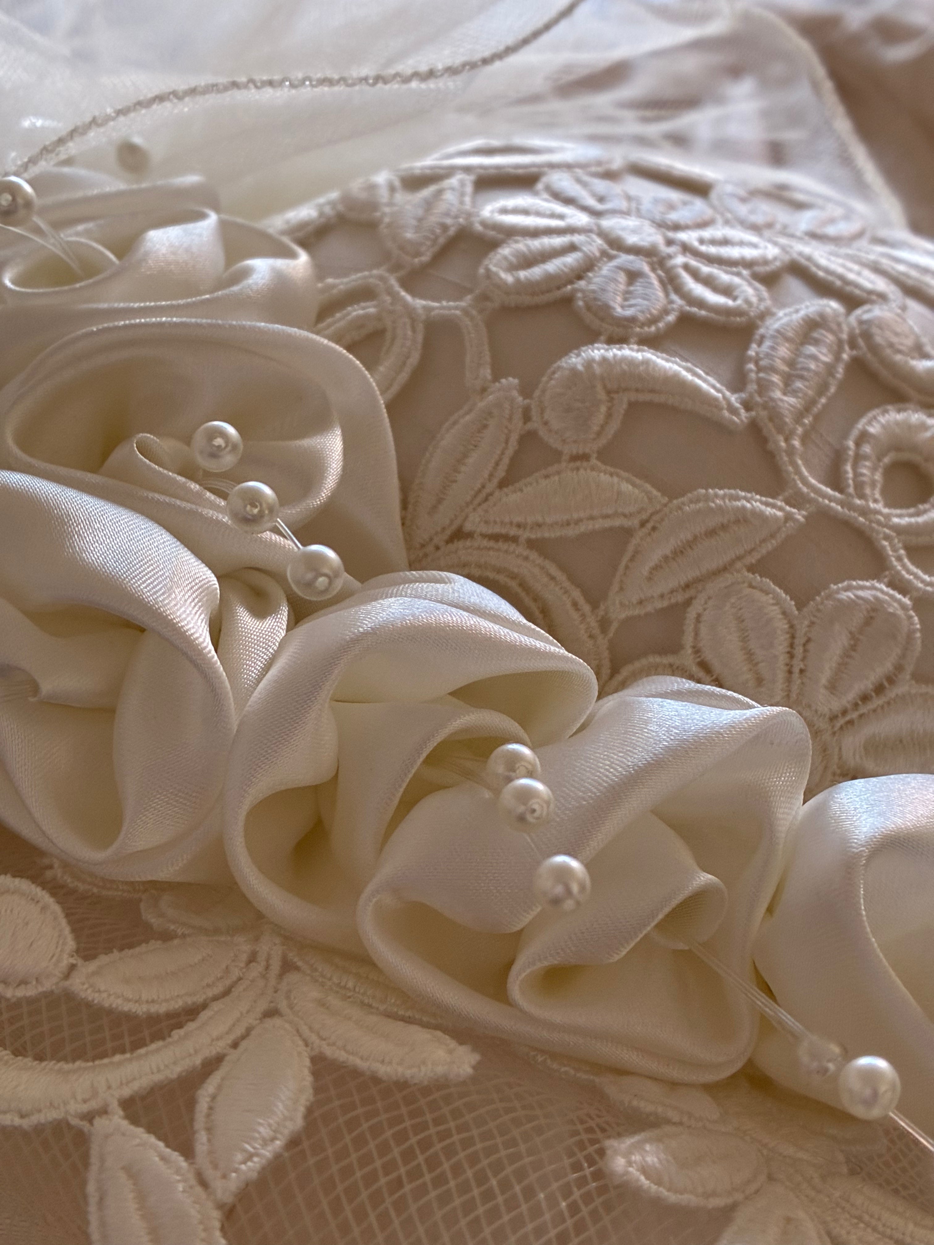 80s Guipure Lace and Rosette Detail Veil Hat