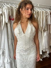 90s Beaded Halter Dress