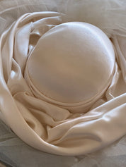 90s Duchess Satin and Still Widebrim Veil Hat
