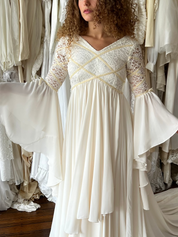 70s Flounce Sleeve Lace Empress Dress