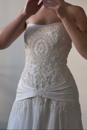 1998 Maggie Sottero Strapless Drop Waist Dress