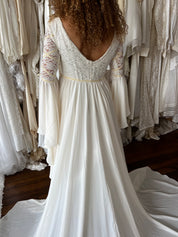 70s Flounce Sleeve Lace Empress Dress