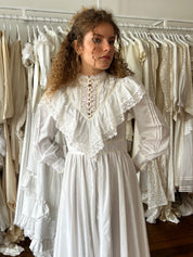 70s Gunne Sax Victorian Cotton and Lace Dress