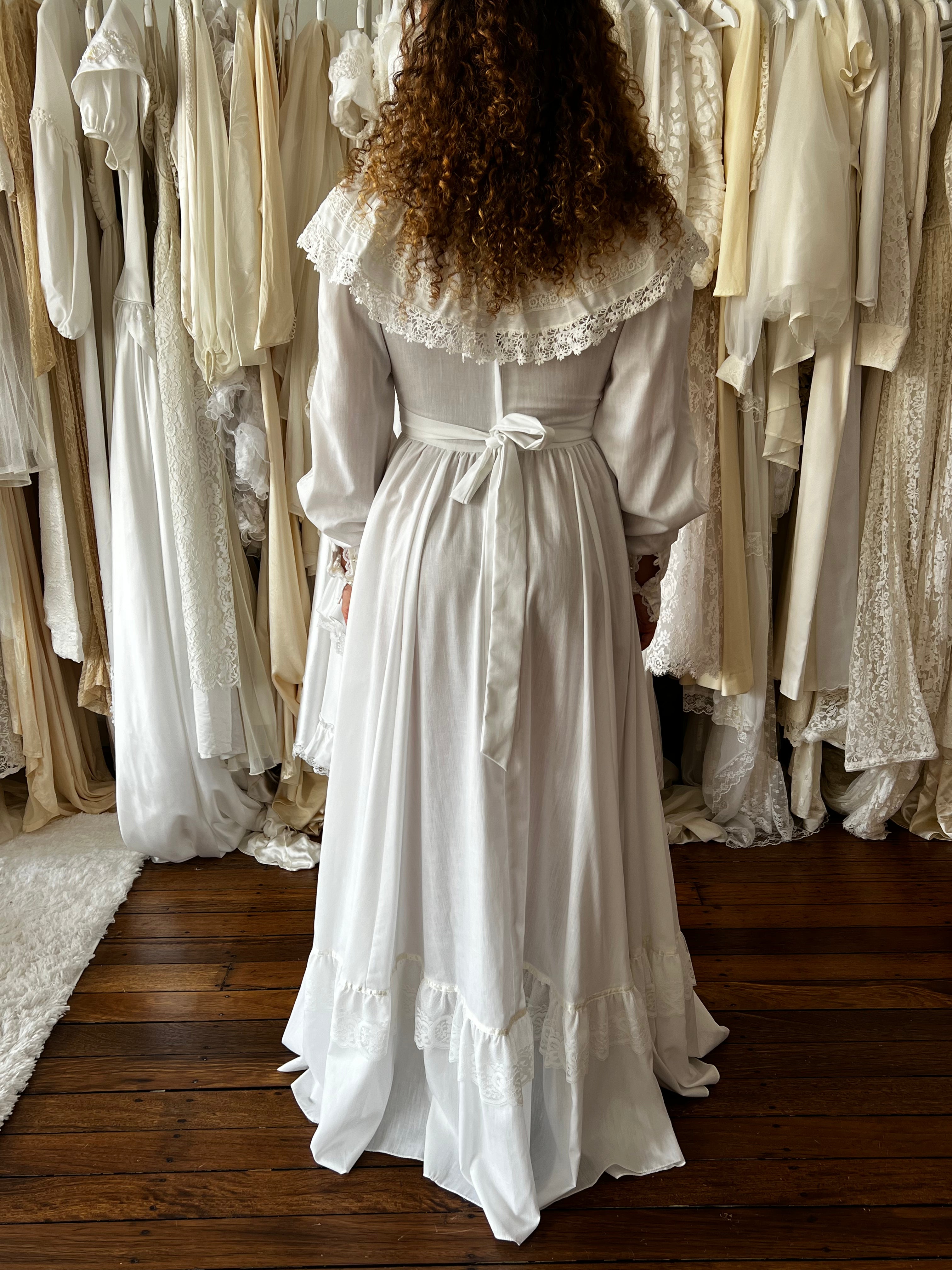 70s Gunne Sax Victorian Cotton and Lace Dress