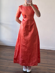 60s Papaya Rosette Detail A-line Dress
