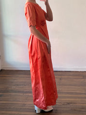 60s Papaya Rosette Detail A-line Dress