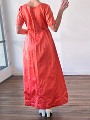 60s Papaya Rosette Detail A-line Dress
