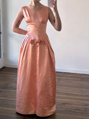 60s Coral Peach Drop Waist Dress