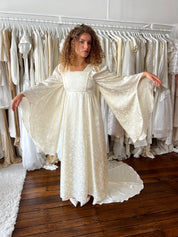 70s Cream Bell Sleeve Dress